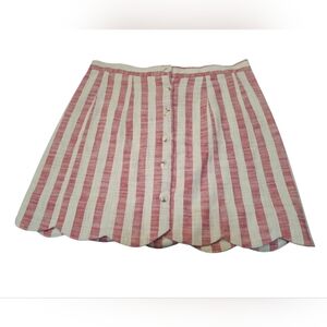 Forever 21 Pink and White Striped Scallop Hem Mini Skirt